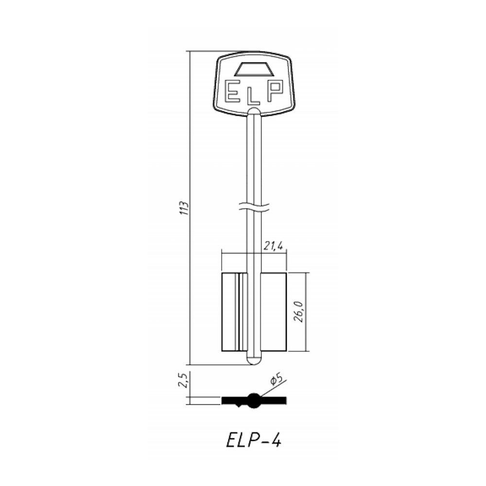 Ключ флажковый 402 ELP 4 (дл.шир.)(113*21,4*26мм)(5мм)