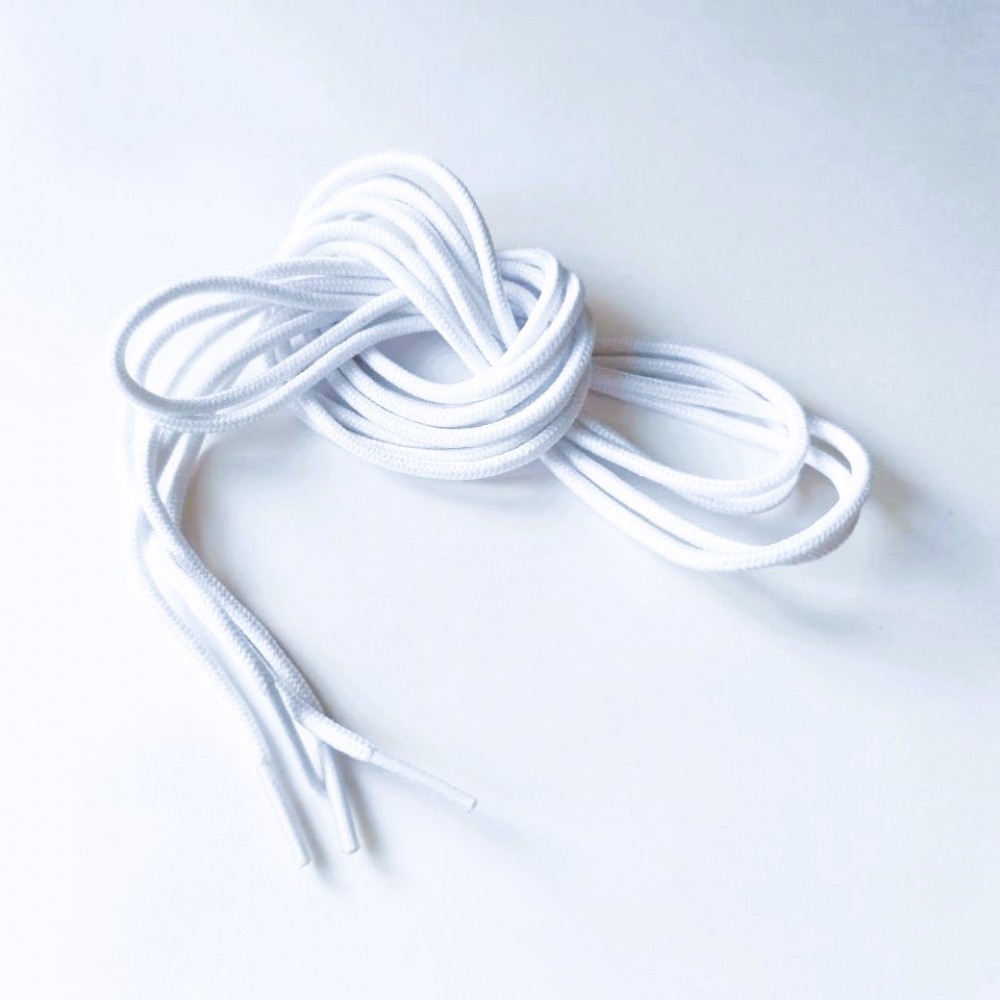 Шнурки для обуви круглые белые,180см Китай