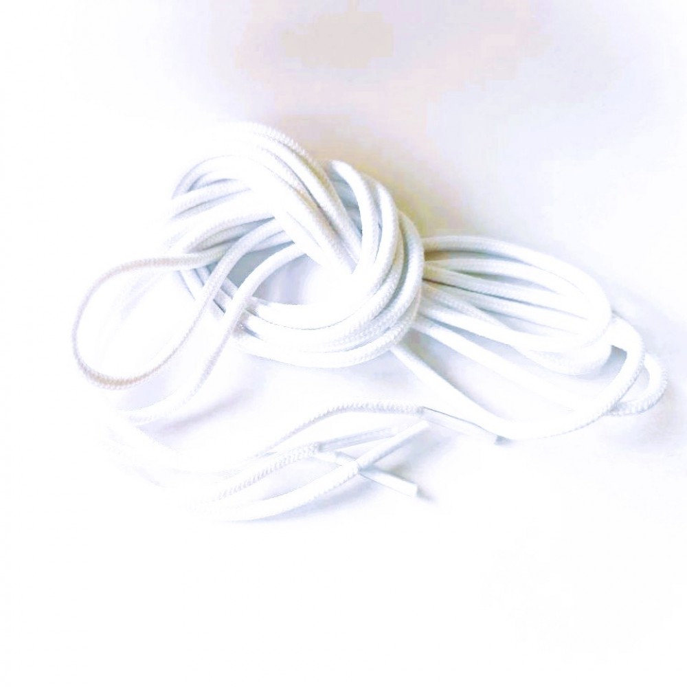 Шнурки для обуви овальные белые,180см Китай