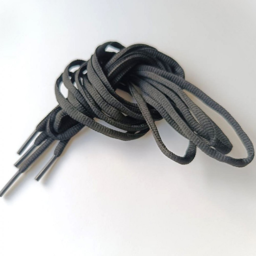 Шнурки для обуви овальные черные,160см Китай