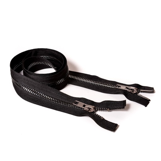 [E04810] Молния курточная Т8 "JX" металл. 2 бег, 95см темный никель/ черная