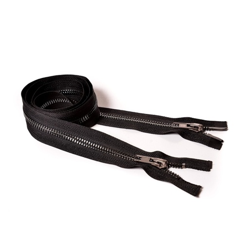 [E04811] Молния курточная Т8 "JX" металл. 2 бег, 120см темный никель/ черная