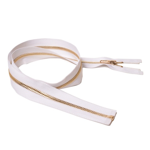 [E02827] Молния курточная Т5 "Judson" металл, усил. 80см золото/ белая