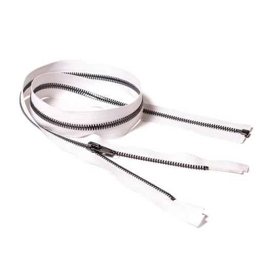 [E02828] Молния курточная Т5 "Judson" металл, усил. 80см темный никель/ белая