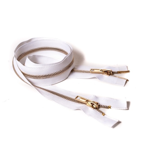 [E02849] Молния курточная Т8 "Judson" металл, усил. 80см золот/ белая