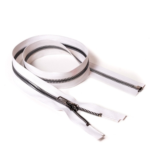 [E02850] Молния курточная Т8 "Judson" металл, усил. 80см темный никель/ белая