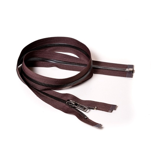 [E02851] Молния курточная Т8 "Judson" металл, усил. 80см темный никель/ коричневая