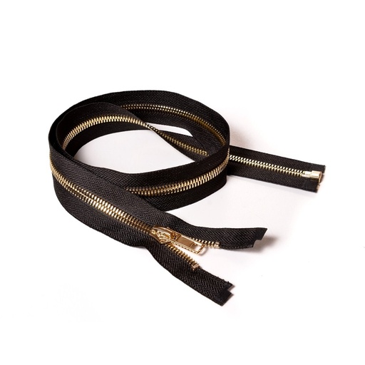 [E02853] Молния курточная Т8 "Judson" металл, усил. 80см золото/ черная