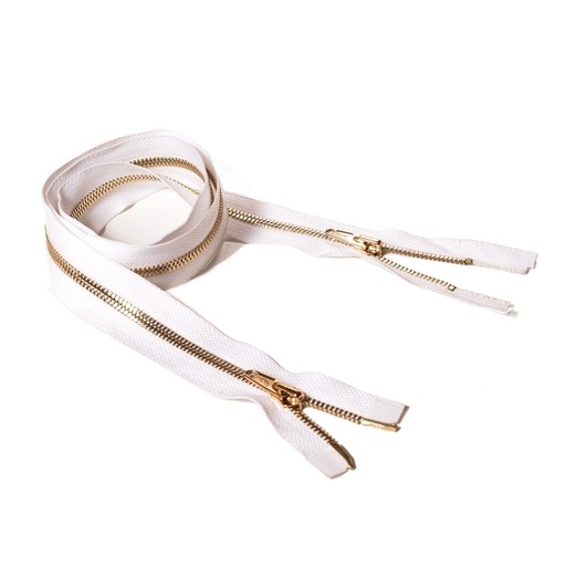 [E04075] Молния курточная Т5 "Judson" металл, усил. 2 бег, 95см золото/ белая