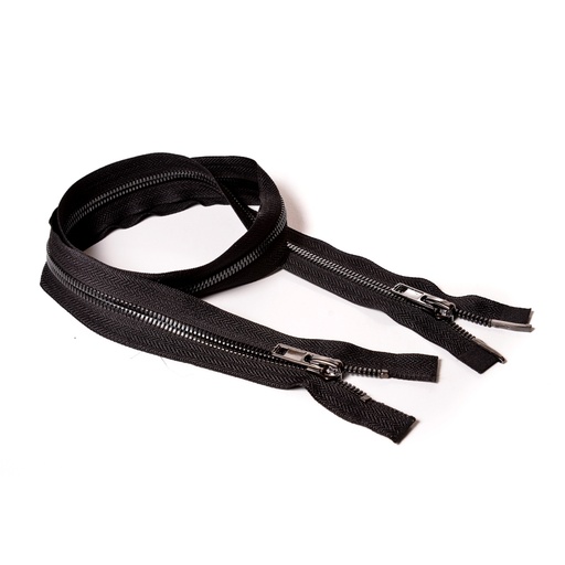 [7128] Молния курточная Т8 "Judson" металл, усил. 2 бег, 80см темный никель/ черная